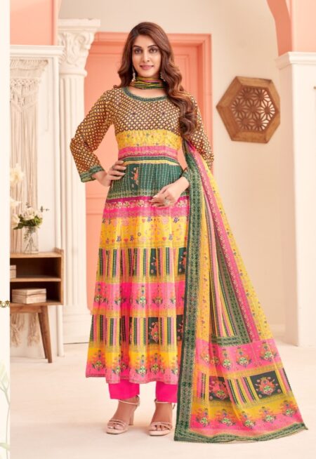 FULL GOWN - PINKISH YELLOW SILK