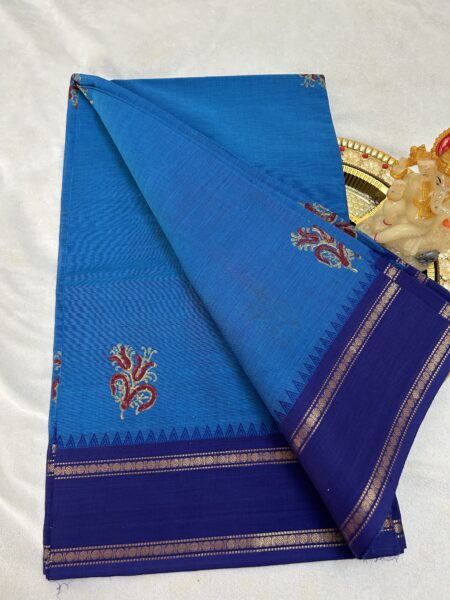 PURE KANCHI COTTON - BLUE  SAREE