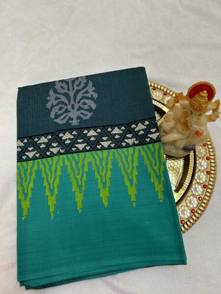 GREEN COLOUR - PURE CHETTINAD COTTON SAREE WITH BLOUSE