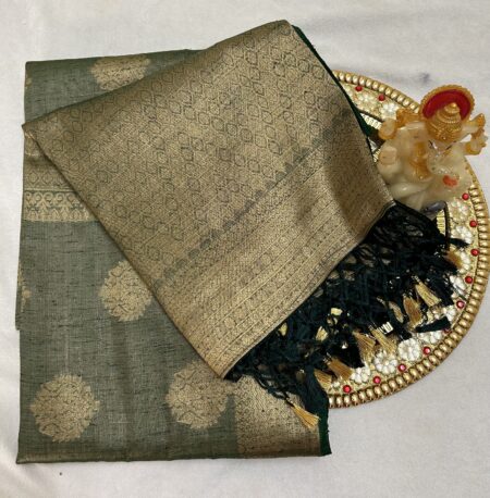TUSSAR SAREE - PASI GREEN COLOUR