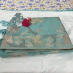 GRAND SAREE -  SEMI SILK FLORAL  LIGHT BLUE SAREE WITH BLOUSE