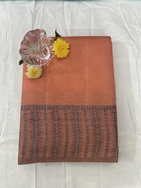 SEMI SILK LIGHT ORANGE COLOUR SAREE - WITH BLOUSE