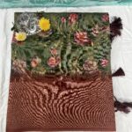 GREEN CHANDERI SILK SAREE-WITH BLOUSE