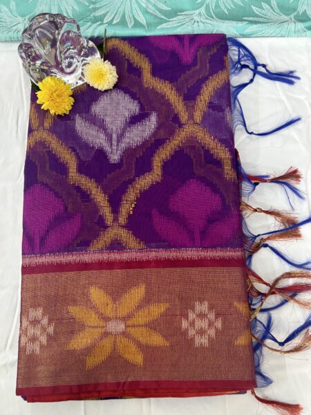 IKKAI POCHAMPALLI SAREE WITH BLOUSE - VIOLET COLOUR