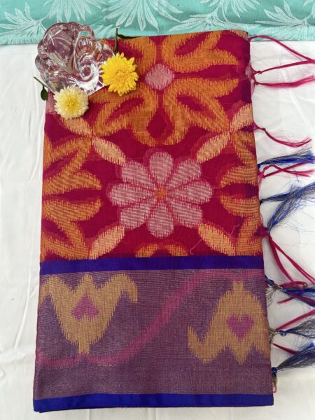 IKKAT POCHAMPALLI SAREE WITH BLOUSE - PINK COLOUR