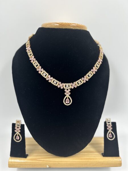 NECK SET -  ROSE GOLD AD STONE