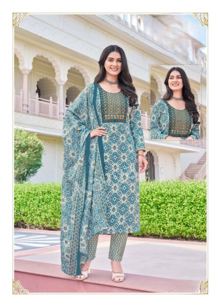 MALAYSIAN COTTON FULL SUIT- BLUE COLOUR