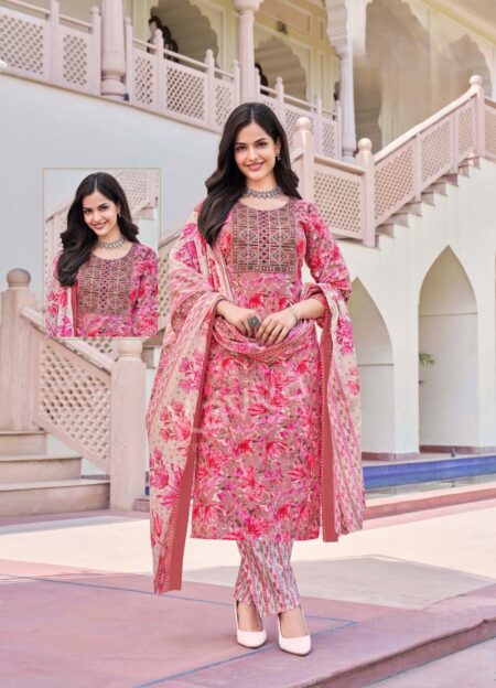 MALAYSIAN COTTON FULL SUIT- PINK COLOUR