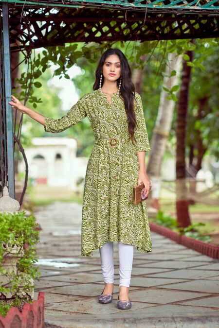 GREEN-  KURTI WITH BELT