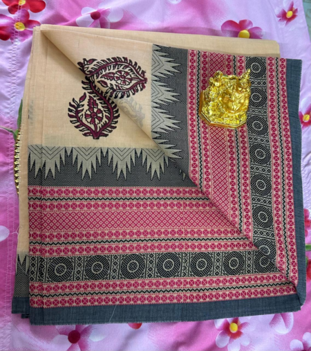 PURE KANCHI COTTON SAREE - CREAM