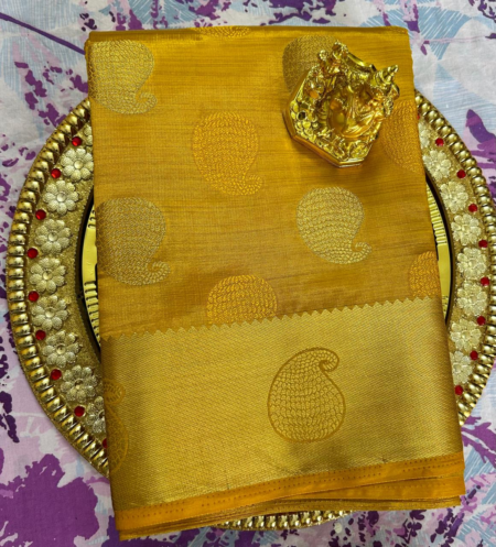 MUSTARD COLOUR -  TUSSAR SAREE WITH BLOUSE