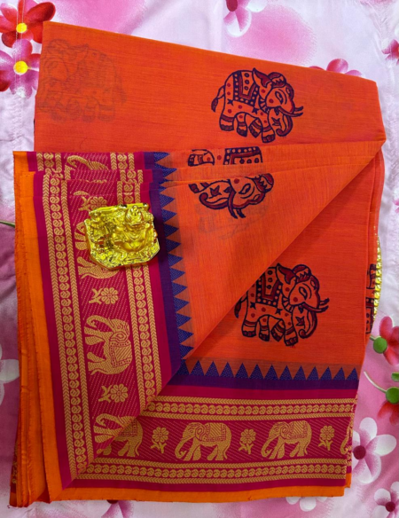 PURE KANCHI COTTON - PINKISH ROSE SAREE