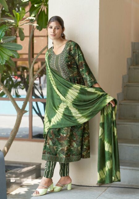 GREEN NYRA CUT - WITH PANT AND DUPATTA
