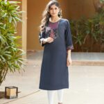 DARK GREY COLOUR- RAYON KURTI