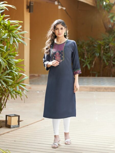 DARK GREY COLOUR- RAYON KURTI