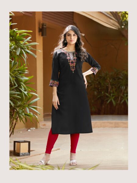 BLACK  COLOUR - RAYON KURTI