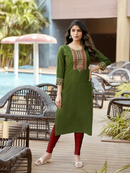 GREEN COLOUR - RAYON KURTI