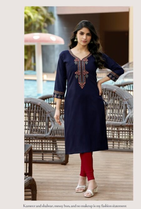 NAVY BLUE  COLOUR - RAYON KURTI