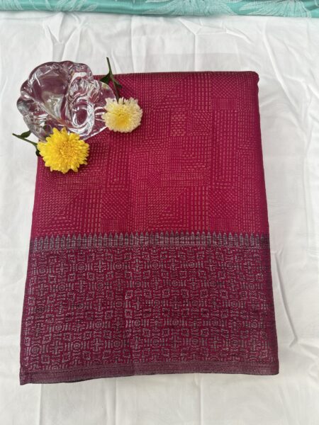 SEMI SILK PINK COLOUR SAREE  WITH BLOUSE