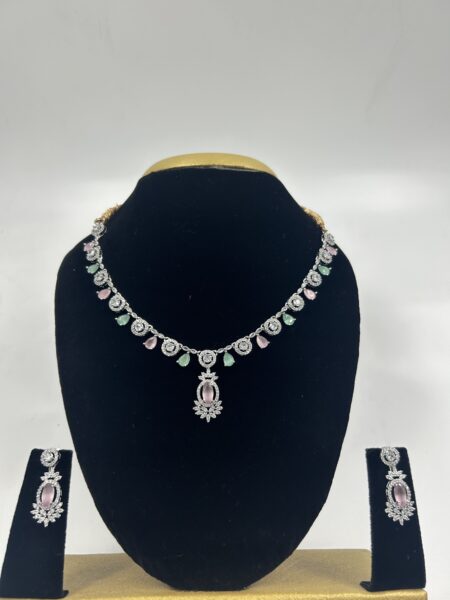 PASTEL PINK, WHITE ,SEA GREEN AD STONE - NECK SET [ SOLD OUT ]