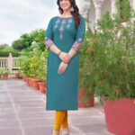BLUE COLOUR  HEAVY RAYON KURTI
