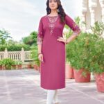 REDISH PINK  HEAVY RAYON KURTI