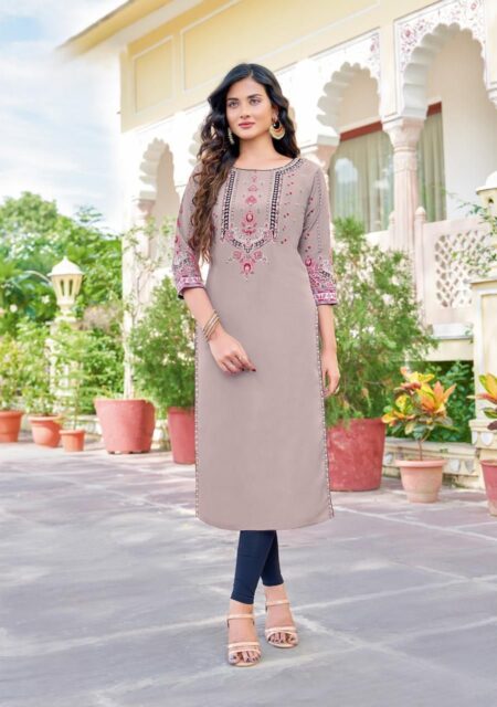 SKIN COLOUR  HEAVY RAYON KURTI