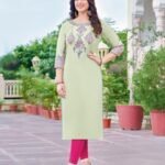 LIGH GREEN HEAVY RAYON KURTI