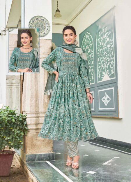 NYRA CUT TEAL GREEN COLOUR FULL SET