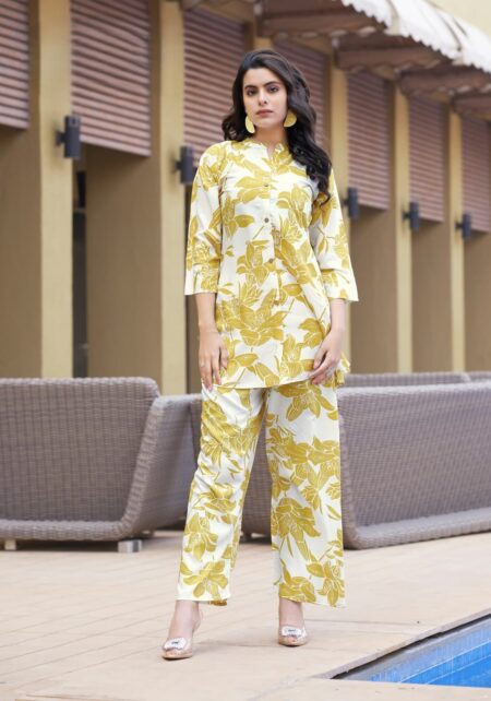 CO -ORD SET - MUSTARD WHITE