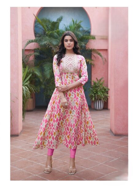 DESINER GOWN - MULTI CREAM PINK