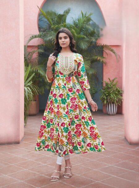 DESIGNER GOWN - MULTI -RED GREEN