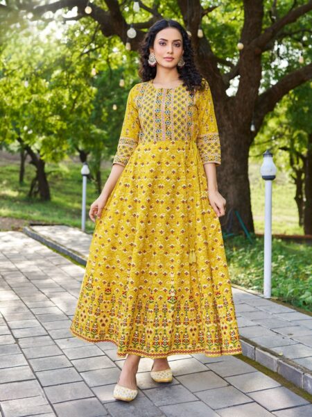 RAYON  GOWN - MUSTARD