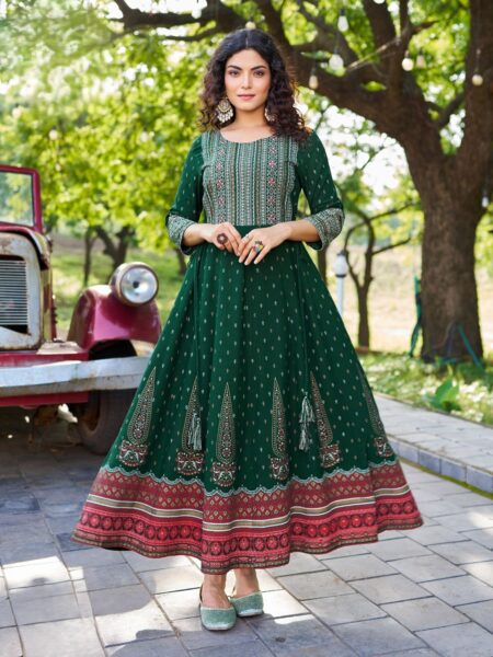 RAYON GOWN- DARK GREEN