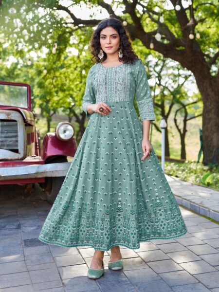 RAYON  GOWN - TEAL GREEN