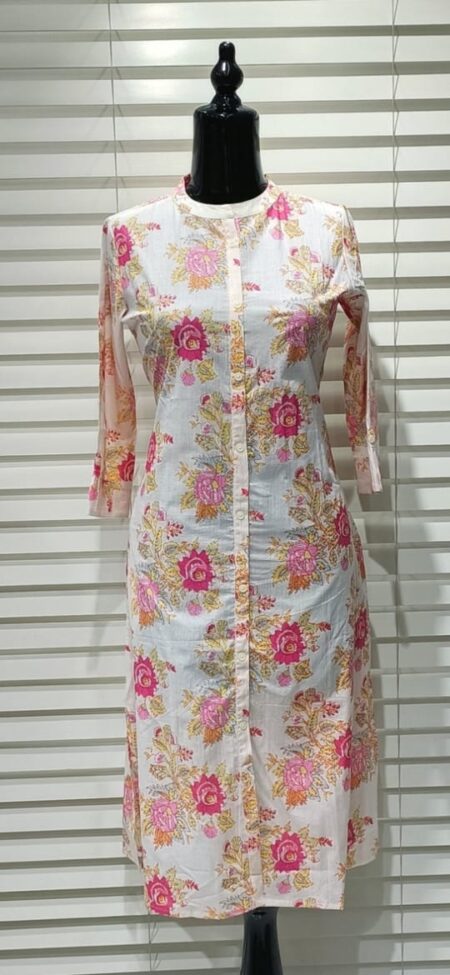 Z.COTTON KURTI PLUS SIZE - CREAM  FLORAL