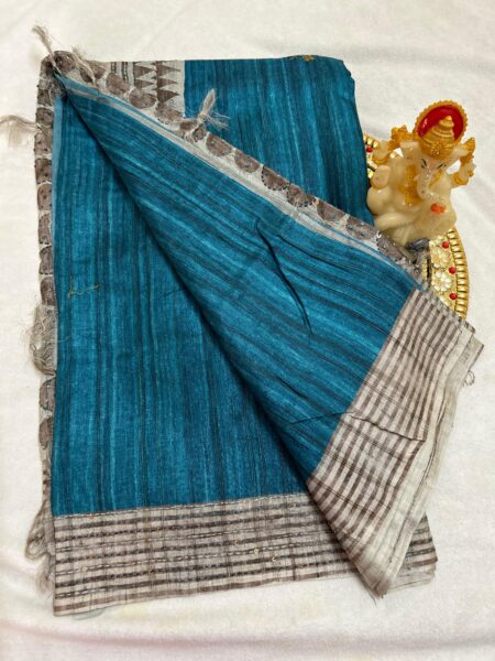 KOLKATA TUSSAR SILK  - DARK BLUE
