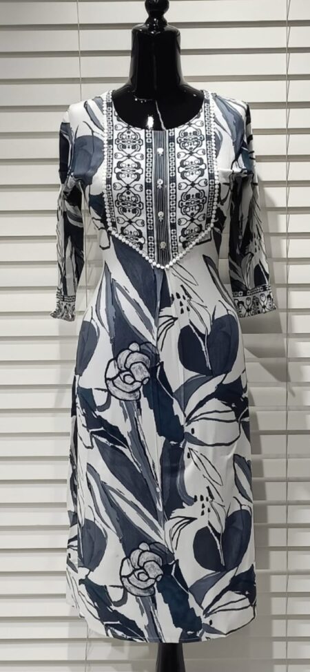 RAYON KURTI  - NAVY BLUE