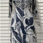 Z.BOLD PRINT KURTI- WHITE BLUE