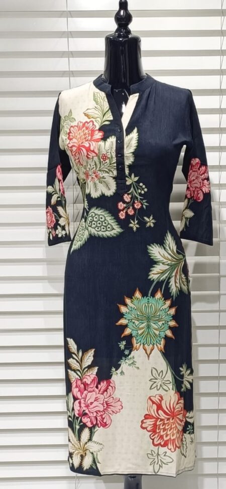 Z.BOLD PRINT KURTI - BLACK AND CREAM