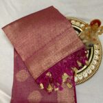 TUSSAR SAREE - PINK - GOLDEN