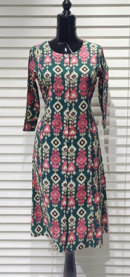 Z.IKAT POCHAMPALLI KURTI- GREEN