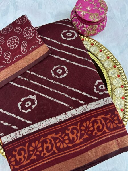 SOFT COTTON SAREE- MAROON